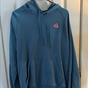 Adidas Men's Teal Hoodie with Red Logo